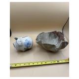 Vintage pottery piggy bank and bowl