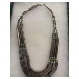 Egyptian-style silver-tone multi-strand statement