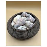Vintage basket full of seashells
