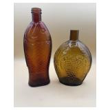 Vintage amber grape themed and fish bottles