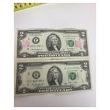 2 Two dollar bills