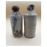 Antique pottery beer bottles