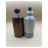 Antique pottery beer bottles