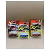 Three matchbox cars
