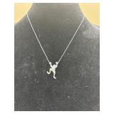 Sterling silver necklace and tree, frog charm