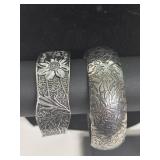 Silver tone cuff and bangle bracelet