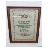 Vintage framed cross stitch