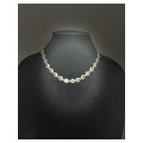 Vintage Silver Tennis Necklace Peridot rhinestone