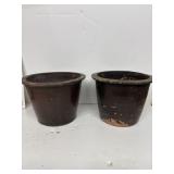 Vintage crock style pottery planters