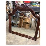 Large Heavy wood frame crown top mirror with