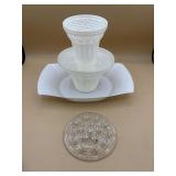 Tupperware flower, frog and glass flower frog