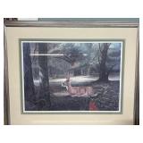This framed art print features a whitetail deer
