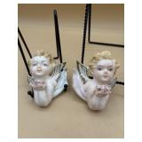 VTG Bisque Porcelain Winged Angel Cherub Wall