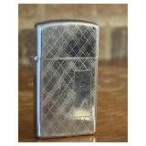 Vintage 1977 Zippo Slim Lighter Chrome Crosshatch