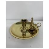 Vintage Brass Round Finger Loop Bedchamber Candle