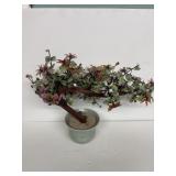Vintage Chinese Jade Glass Flowering Bonsai Tree