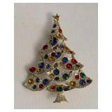Vintage Christmas Tree Pinback Button Multicolor