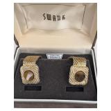 Vintage Swank Tigers eye cuff links original box