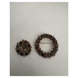 Vintage Weiss Round Brooch, Amber and Yellow