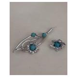 Vintage Sarah Coventry Blue Note Flower & Silver