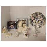 White Porcelain Kitty Cat Decorations and Wall