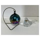 Vintage iridescent hand blown art glass & glass