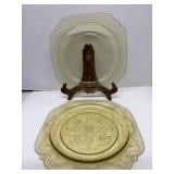Depression Amber Yellow two breakfast plates