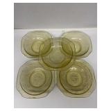 Depression Yellow Amber 5 Dessert Bowls Two