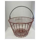 Vintage Plastic Covered Metal Egg Basket with