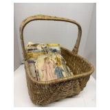 Handle Basket with Vintage Patterns
