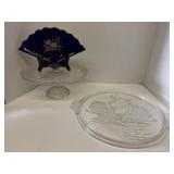 Crystal Germany Cake Stand Cobalt Fan with Stand
