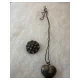 Sterling Heart Necklace with Brooch