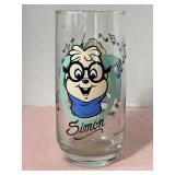 1985 Hardees drinking glass, Simon, The Chipmunks