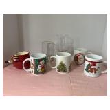Christmas mugs, glasses & measuring cups