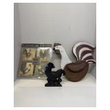 Rooster Coasters Cast Metal Napkin Holder