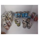 collection of vintage metal beverage cans