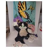 Two Large Outdoor Decorative Flags, Cat Flag is