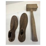 Vintage Shoe cobblers patterns and Hammer