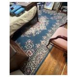Crown Blue, mauve & bridge area rug.  8 ft by 11ft