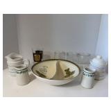 Sugar Creamers Glasses And Divided Bowl