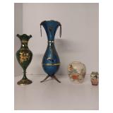 vintage Israeli brass and enamel decorative vase,