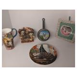 vintage folk art painting of a Siamese cat on a