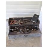Vintage Wood Handyman Tool Box with Tools