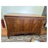Vintage, French, Burl Wood, three drawer dresser.