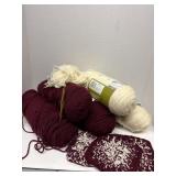 Burgandy And Crème 5 Skeins of Yard Needle and
