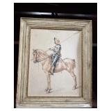 Mid Century Picture Soldier on Horse 17'x21'