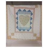 Hand Stitched Floral Heart Baby Quilt