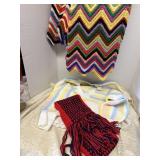 Crochet Throw Knitted Sweater and Crochet Scarf