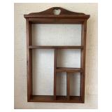 Vintage wood wall shelf.  19'W 3.5'D 30'T