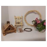 Adorable Home Decor Lot with Log Cabin Bird House